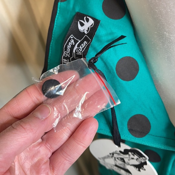 🎉HP🎉NWT- HELL BUNNY VIXEN GREEN & BLACK HALTER PINUP DRESS SIZE LARGE - Picture 14 of 15